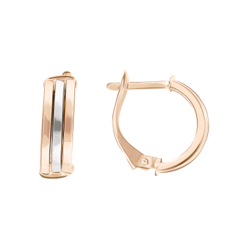 Earrings in red and white gold of 585 assay value 