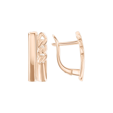 Earrings in red gold of 585 assay value 