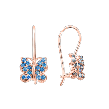 Infant earrings in red gold of 585 assay value (14ct) with zirconia 
