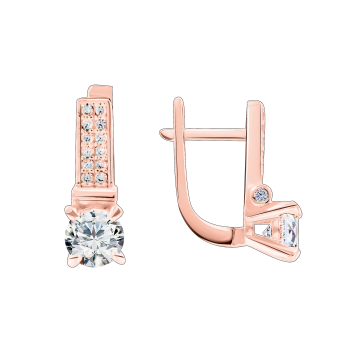 Earrings in red gold with cubic zirconia 
