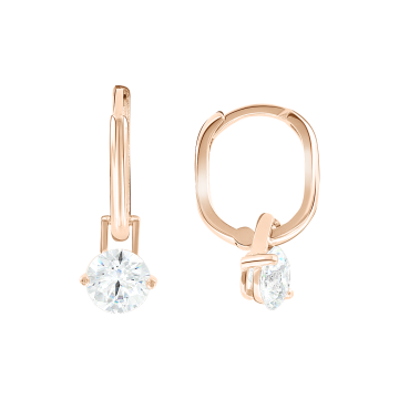 Earrings in red gold with cubic zirconia 