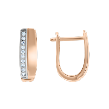 Earrings in red gold with cubic zirconia 