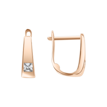 Earrings in red gold with cubic zirconia 
