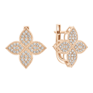 Earrings in red gold with cubic zirconia 