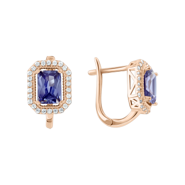 Earrings in red gold with cubic zirconia 