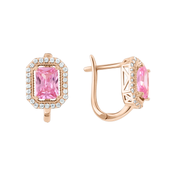 Earrings in red gold with cubic zirconia 