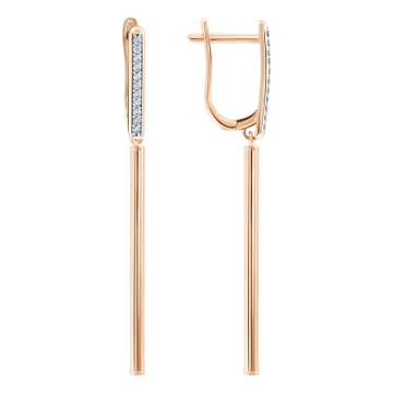 Earrings in red gold with cubic zirconia 