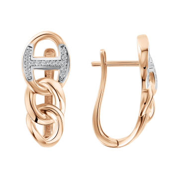 Earrings in red gold with cubic zirconia 