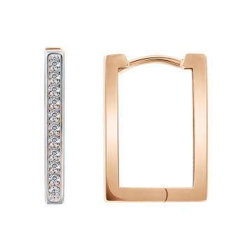 Earrings in red gold with cubic zirconia 