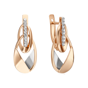 Earrings in red gold with cubic zirconia 
