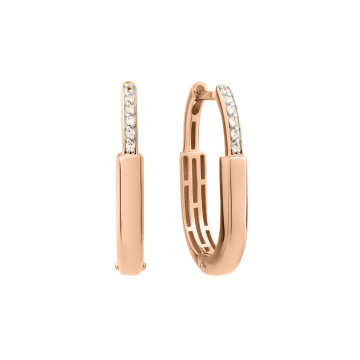 Earrings in red gold with cubic zirconia 