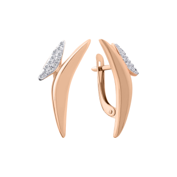 Earrings in red gold with cubic zirconia 