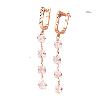Gold Earrings 585 with Cubic Zirconia 