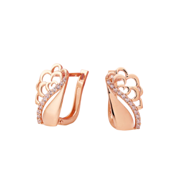 Earrings in red gold with cubic zirconia 