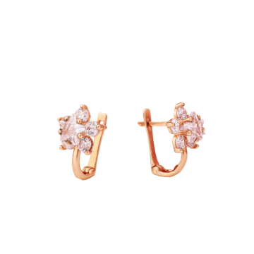 Infant earrings in red gold of 585 assay value (14ct) with zirconia 