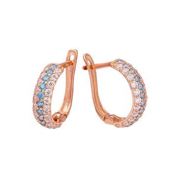 Earrings in red gold with cubic zirconia 