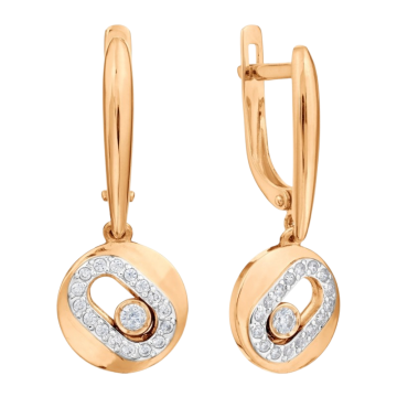 Earrings in red gold with cubic zirconia 