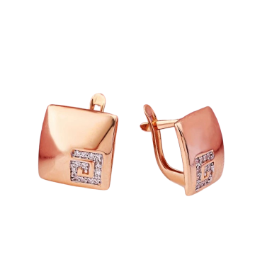 Earrings in red gold with cubic zirconia 
