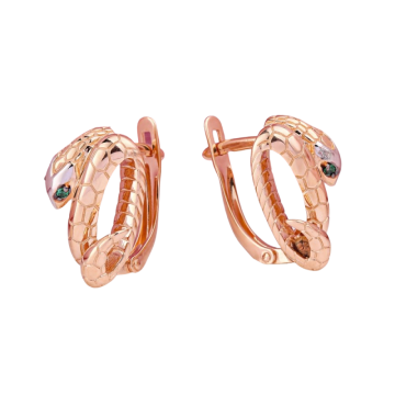 Earrings in red gold with cubic zirconia 