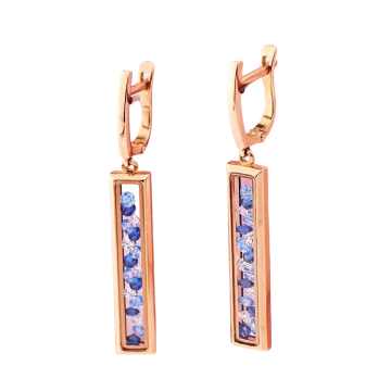 Earrings in red gold with cubic zirconia 