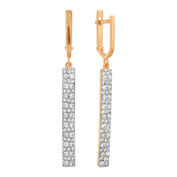 Gorgeous Gold Earrings in Red and White Gold with Cubic Zirconia 
