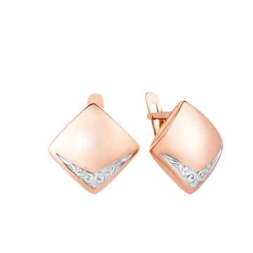 Earrings in red and white gold of 585 assay value 