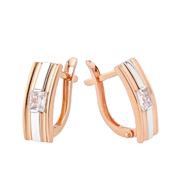 Earrings in red gold with cubic zirconia 
