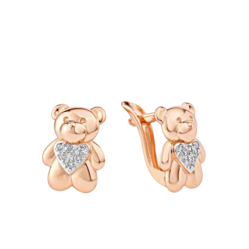 Children's Gold Earrings with Cubic Zirconia 