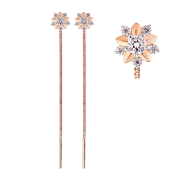 Earrings in red gold with cubic zirconia 