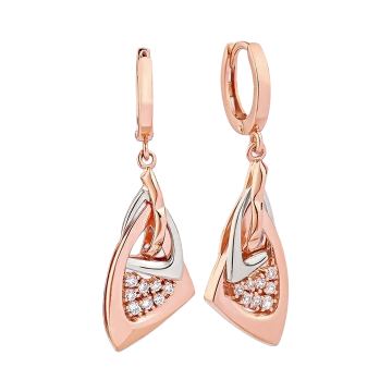 Earrings in red gold with cubic zirconia 