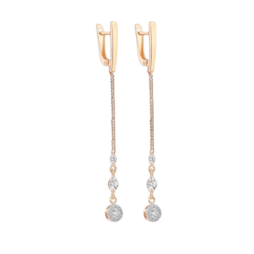 Earrings in red gold with cubic zirconia 