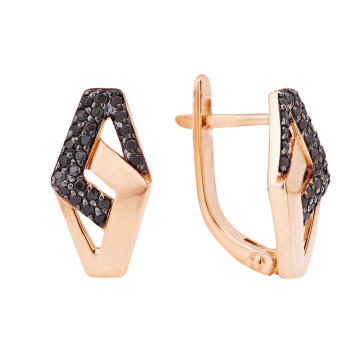 Earrings in red gold with cubic zirconia 