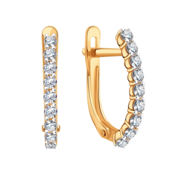 Earrings in red gold with cubic zirconia 