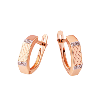 Earrings in red gold with cubic zirconia 
