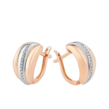 Earrings in red gold with cubic zirconia 