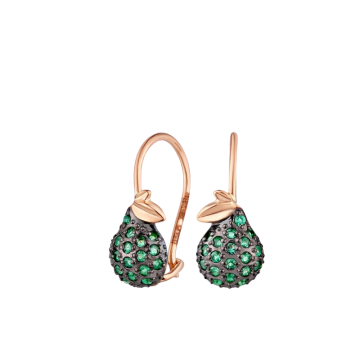 Infant earrings in red gold of 585 assay value (14ct) with zirconia 