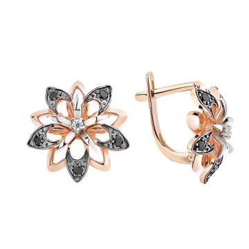 Earrings in red gold with cubic zirconia 