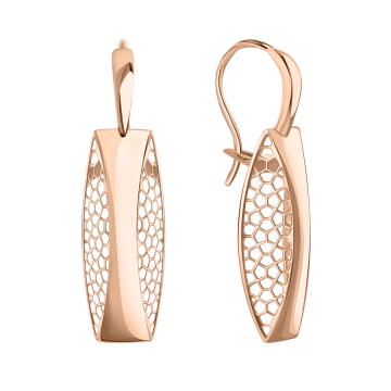 Earrings in red gold of 585 assay value 