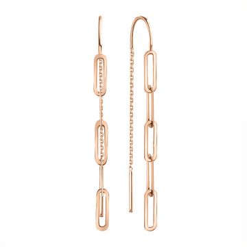 Earrings in red gold of 585 assay value 