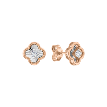 Earrings in red gold with cubic zirconia 