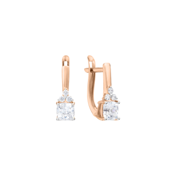 Earrings in red gold with cubic zirconia 