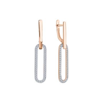 Earrings in red gold with cubic zirconia 