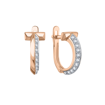 Earrings in red gold with cubic zirconia 