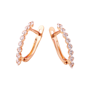 Earrings in red gold with cubic zirconia 