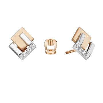 Earrings in Red gold 585 - Zirconia 