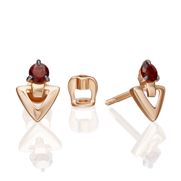 Серьги из красного золота 585 пробы с гранат 