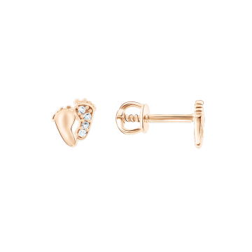 Earrings in red gold with cubic zirconia 