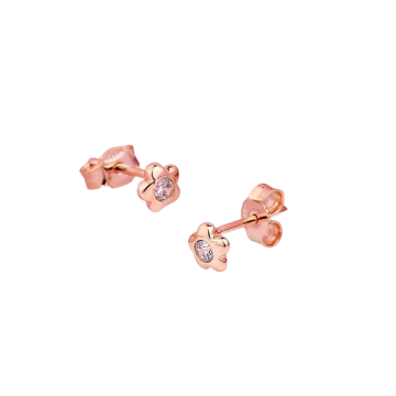 Earrings in Red gold 585 - Zirconia 