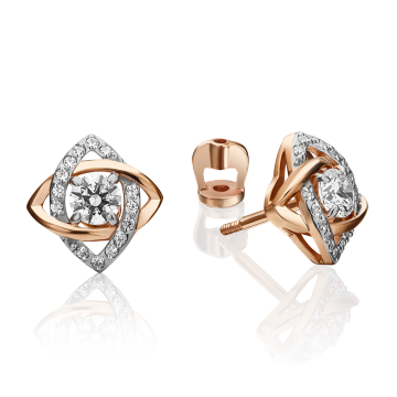 Earrings in red gold with cubic zirconia 