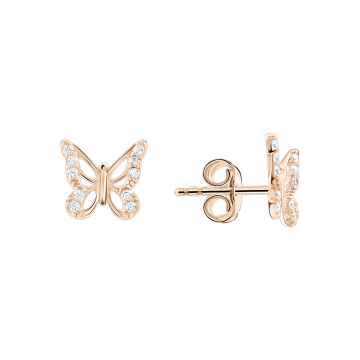 Earrings in red gold with cubic zirconia 